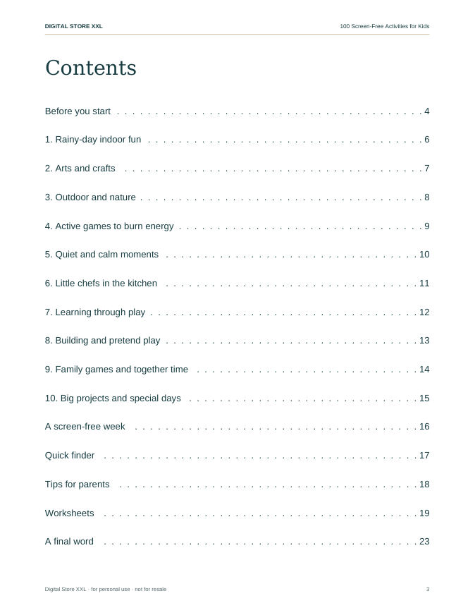 100 Screen-Free Activities for Kids — sample page 3