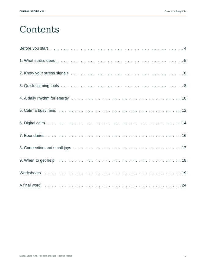Calm in a Busy Life — sample page 3