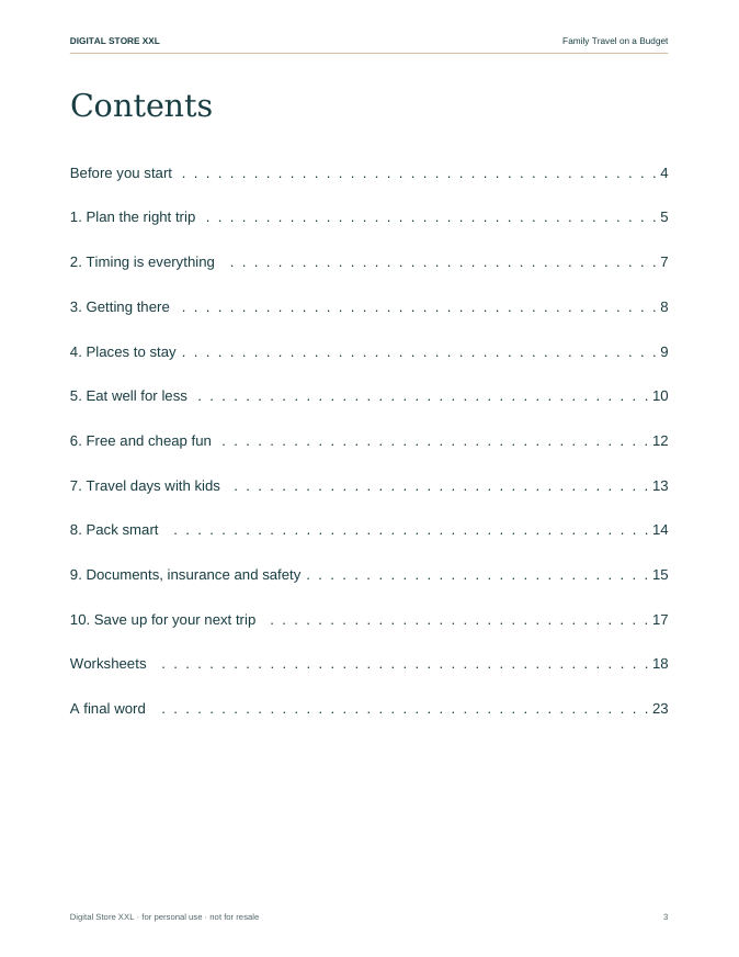 Family Travel on a Budget — sample page 3