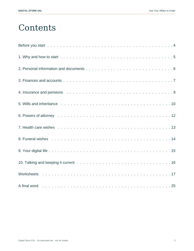 Get Your Affairs in Order — sample page 3