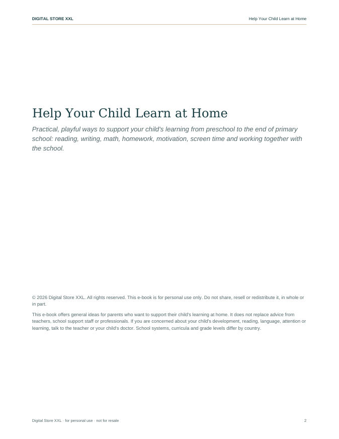 Help Your Child Learn at Home — sample page 2