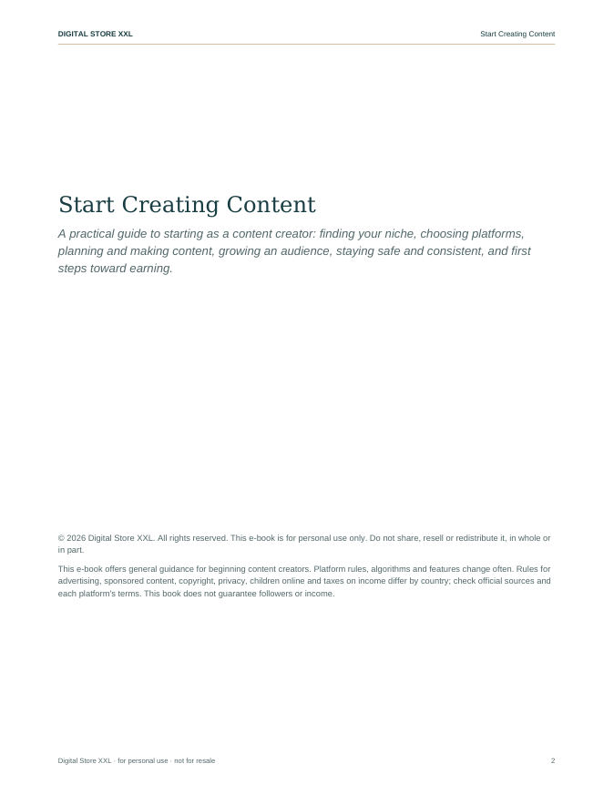 Start Creating Content — sample page 2
