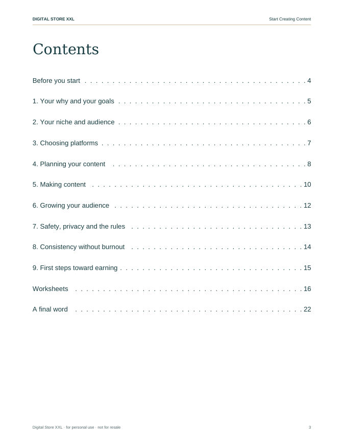 Start Creating Content — sample page 3