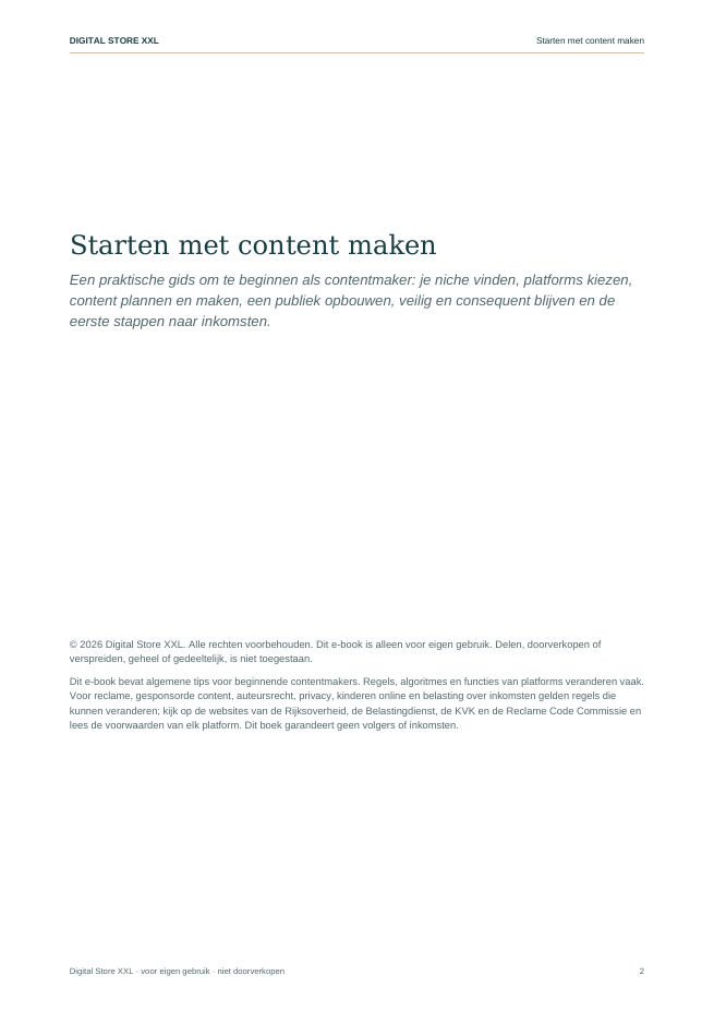 Starten met content maken — voorbeeldpagina 2