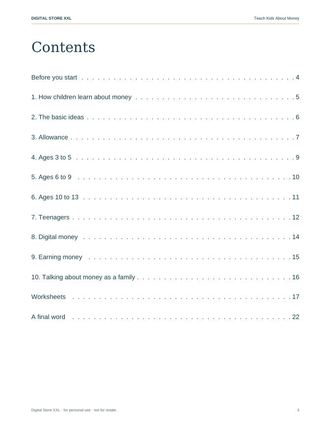 Teach Kids About Money — sample page 3