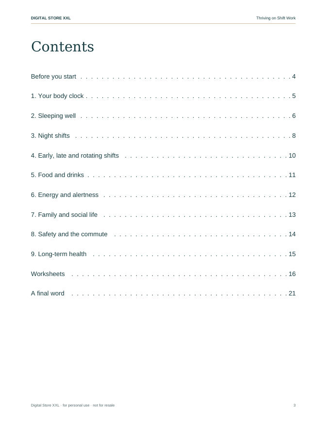 Thriving on Shift Work — sample page 3
