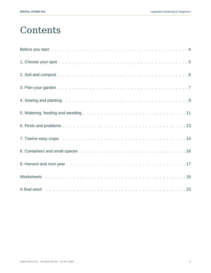 Vegetable Gardening for Beginners — sample page 3